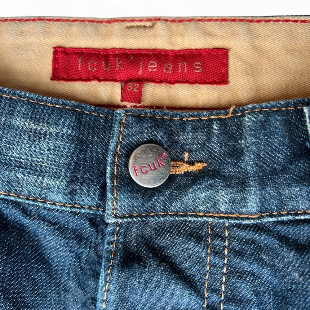 Rare! FCUK Jeans Mens 32x32 Side Pocket Selvedge Cotton Vintage Streetwear